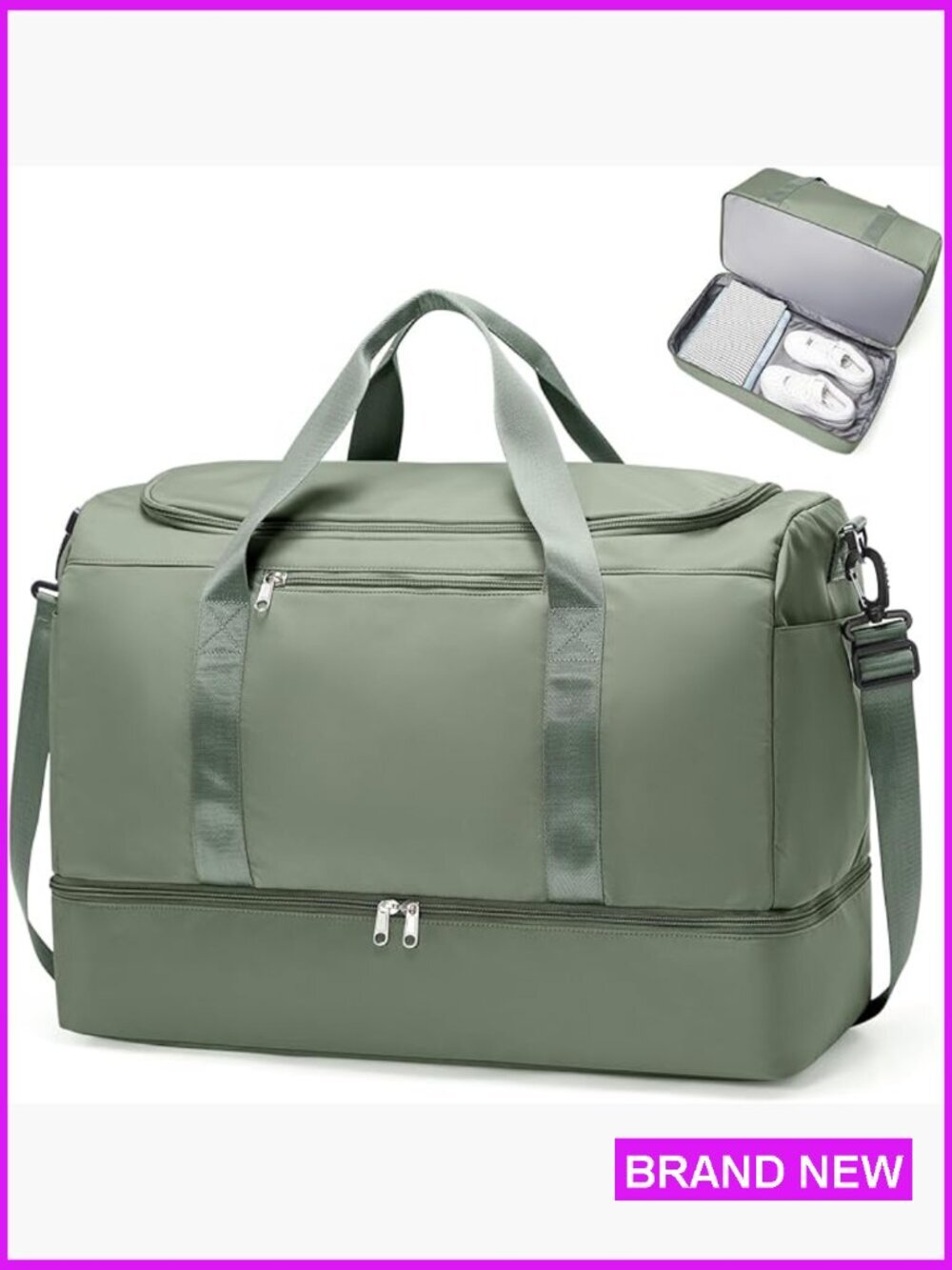 Extra Large Travel Duffle Bag with Shoe Compartment Weekender Carry On